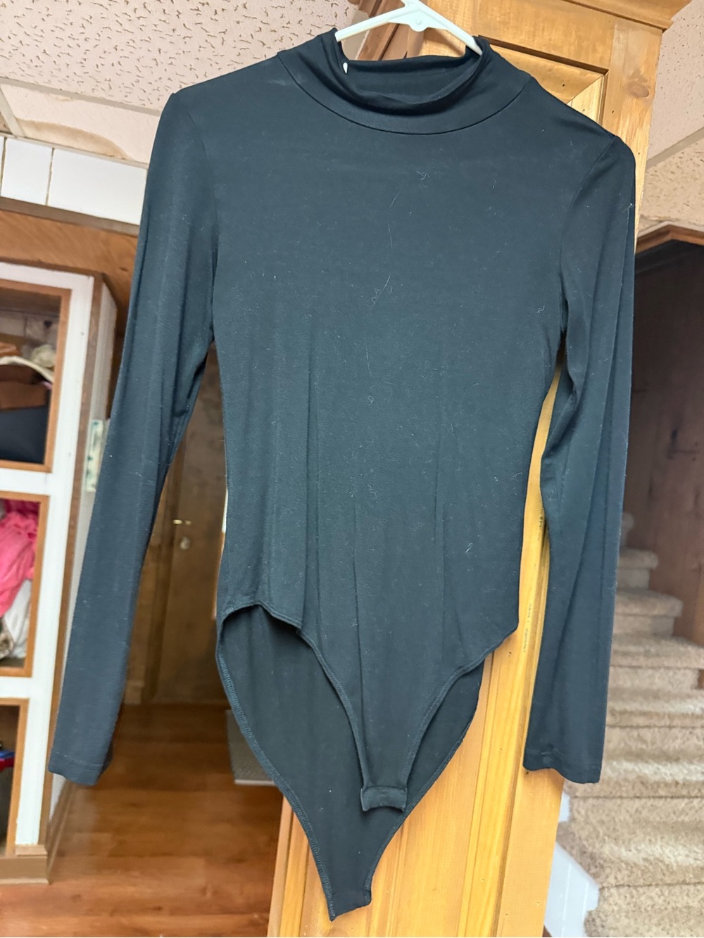 Mango Black Long-Sleeve Turtleneck Bodysuit